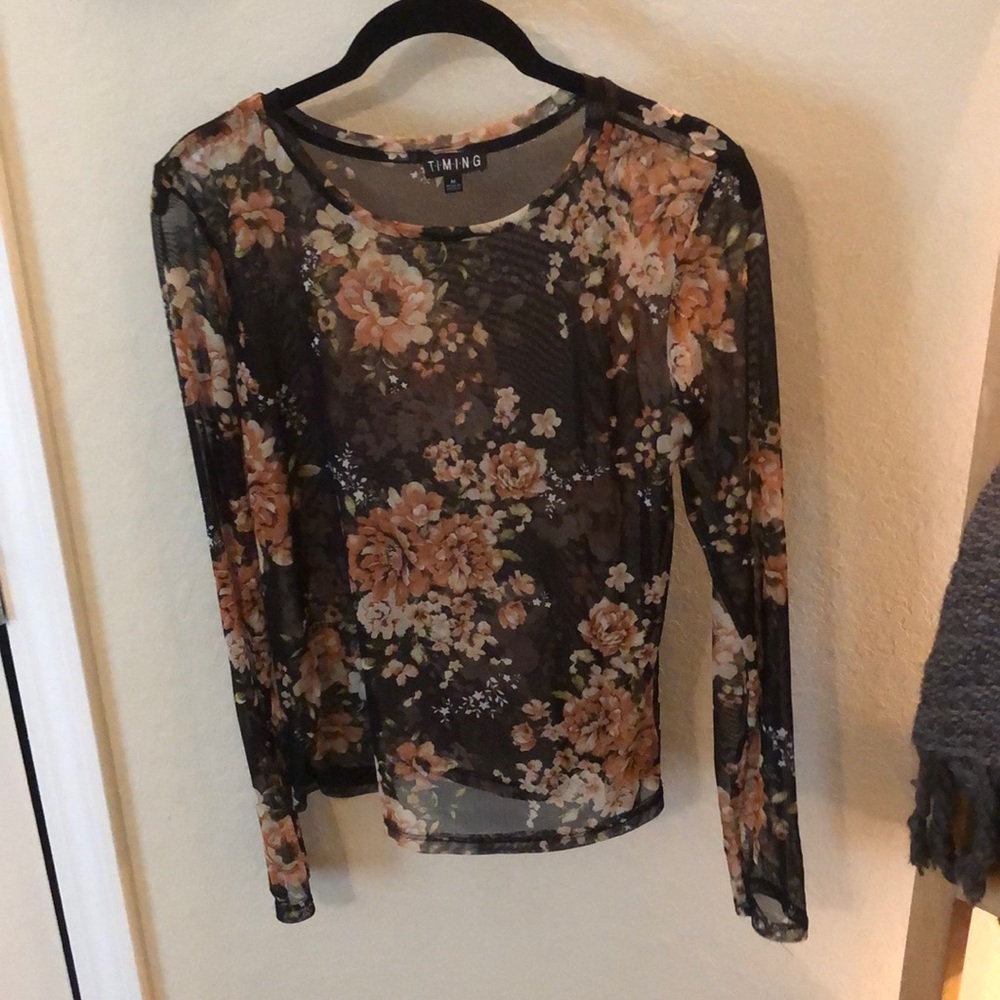 Mesh floral shirt